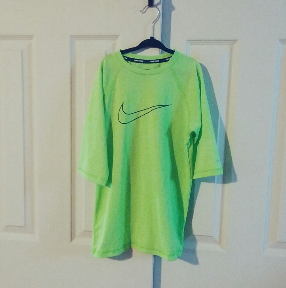 Nike Boys Neon Green Dri-Fit UPF 40+ Swim Top